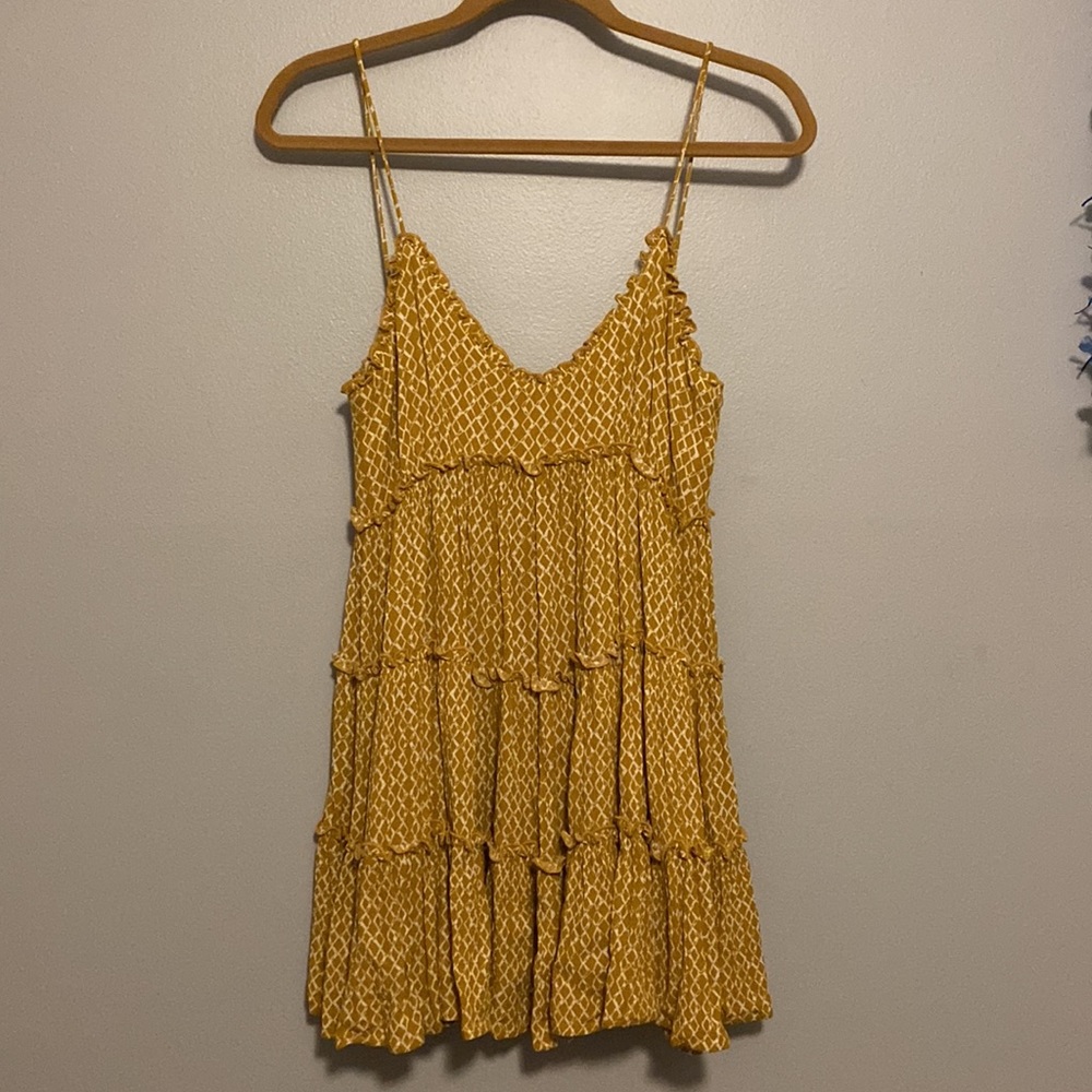 Yellow and White Pattern Dress From Zara